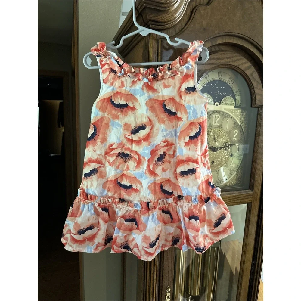 Janie and Jack Bright Mix Poppy Print Ruffle‎ Dress Girls Size 3 GUC